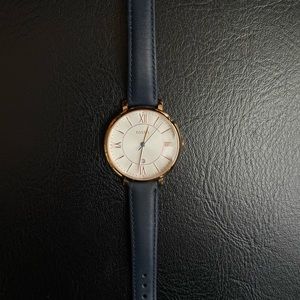 Jacqueline Navy Leather Watch - Fossil